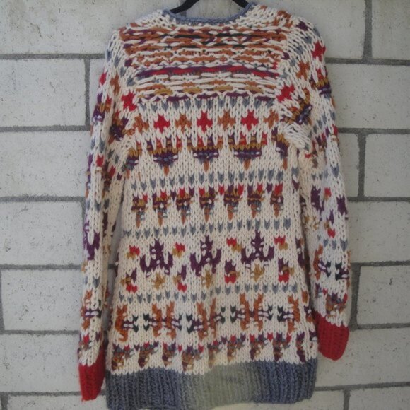 Anthropologie Sleeping on Snow Sweater Cardigan Small Chunky Knit Boho - Picture 6 of 10